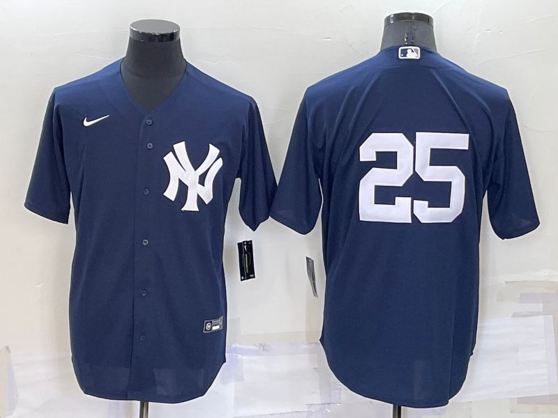 Men New York Yankees 25 No Name Blue Game 2022 Nike MLB Jersey